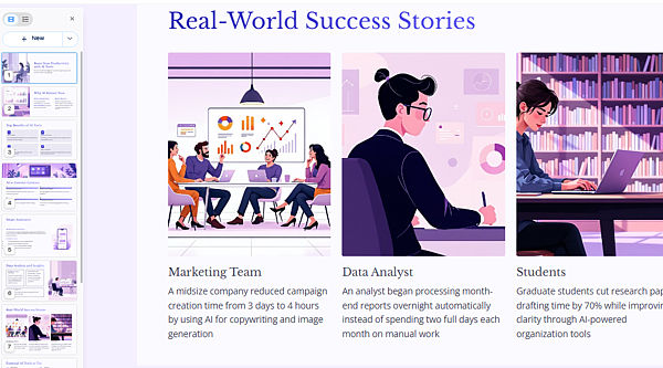 Gamma AI automatically generated presentation example